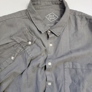 Alex Crane Mens Shirt XXX Gray Organic Cotton Button Front Long Sleeve Casual